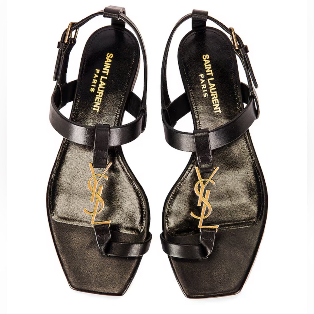 Saint Laurent Cassandra Leather ToeLoop Sandals
